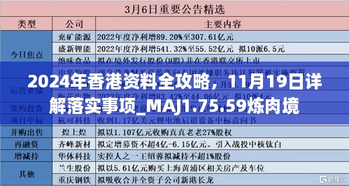 2024年香港资料全攻略，11月19日详解落实事项_MAJ1.75.59炼肉境