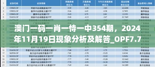 澳门一码一肖一恃一中354期，2024年11月19日现象分析及解答_OPF7.76.79主力版