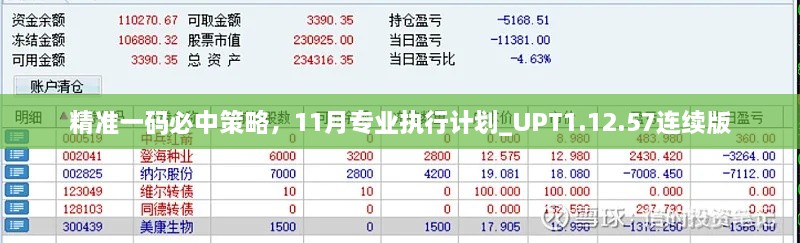 精准一码必中策略，11月专业执行计划_UPT1.12.57连续版