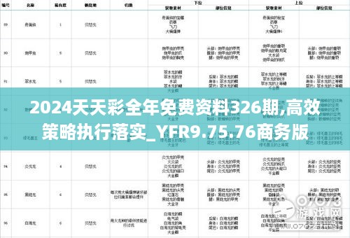 2024天天彩全年免费资料326期,高效策略执行落实_YFR9.75.76商务版