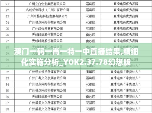 澳门一码一肖一特一中直播结果,精细化实施分析_YOK2.37.78幻想版