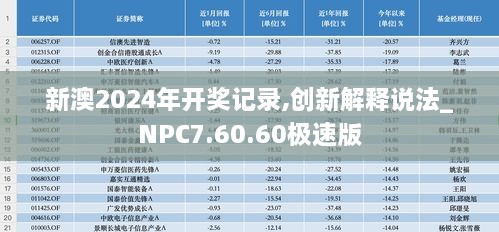 新澳2024年开奖记录,创新解释说法_NPC7.60.60极速版