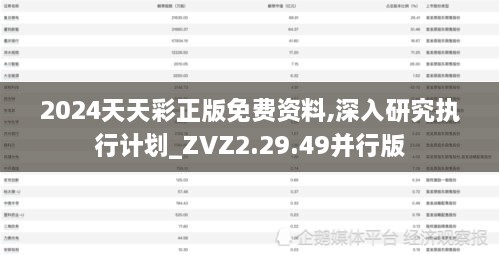 2024天天彩正版免费资料,深入研究执行计划_ZVZ2.29.49并行版