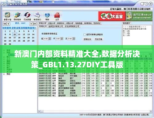 新澳门内部资料精准大全,数据分析决策_GBL1.13.27DIY工具版