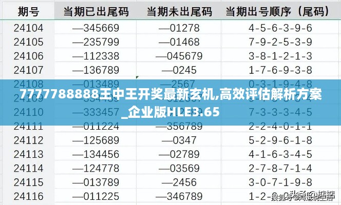 7777788888王中王开奖最新玄机,高效评估解析方案_企业版HLE3.65