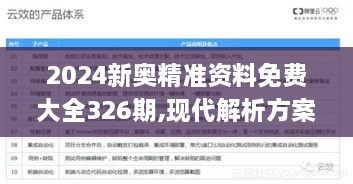 2024新奥精准资料免费大全326期,现代解析方案落实_XKW9.46