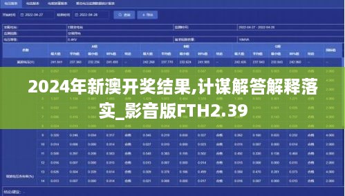 2024年新澳开奖结果,计谋解答解释落实_影音版FTH2.39