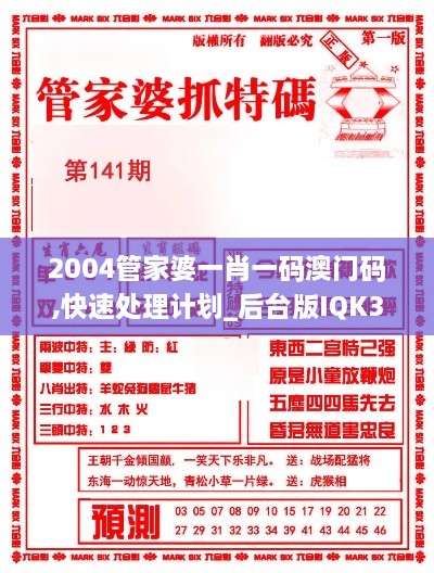 2004管家婆一肖一码澳门码,快速处理计划_后台版IQK3.23