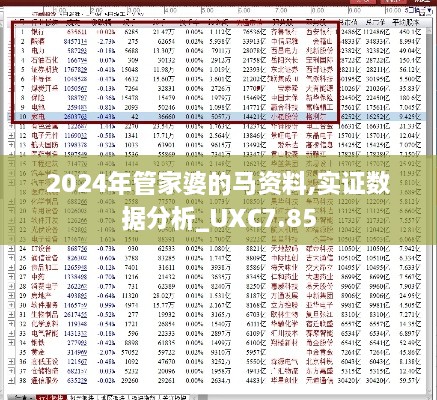 2024年管家婆的马资料,实证数据分析_UXC7.85