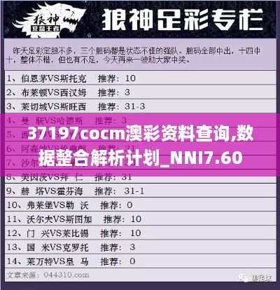 37197cocm澳彩资料查询,数据整合解析计划_NNI7.60