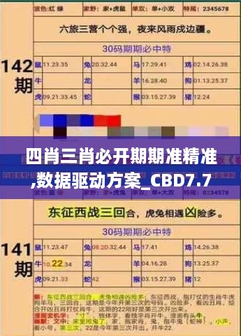 四肖三肖必开期期准精准,数据驱动方案_CBD7.70