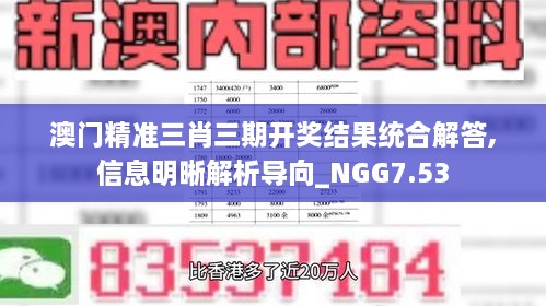 澳门精准三肖三期开奖结果统合解答,信息明晰解析导向_NGG7.53