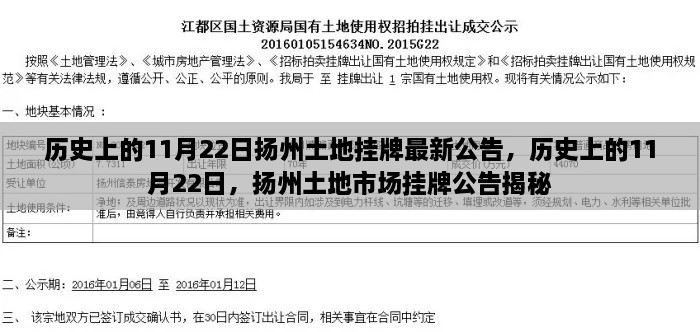 历史上的11月22日扬州土地市场挂牌公告揭秘，最新公告一览无余