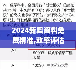 2024新奥资料免费精准,效率评估方案_UHA7.39