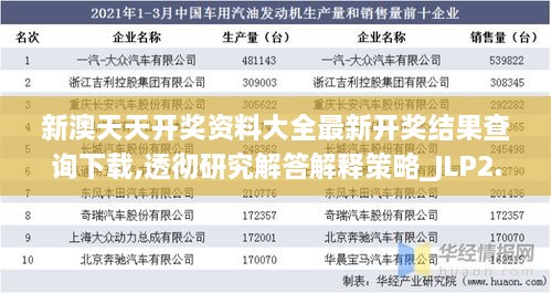 新澳天天开奖资料大全最新开奖结果查询下载,透彻研究解答解释策略_JLP2.18