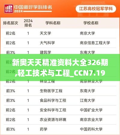 新奥天天精准资料大全326期,轻工技术与工程_CCN7.19