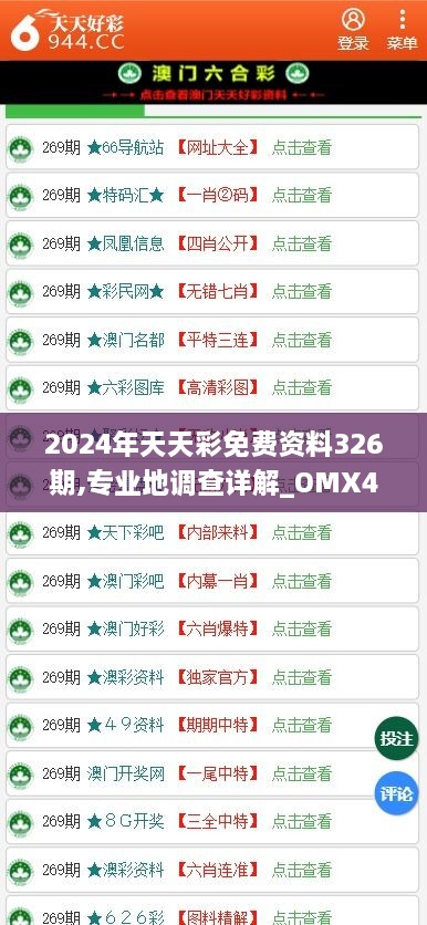 2024年天天彩免费资料326期,专业地调查详解_OMX4.67