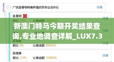 新澳门特马今期开奖结果查询,专业地调查详解_LUX7.38