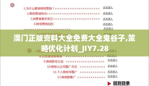 澳门正版资料大全免费大全鬼谷子,策略优化计划_JIY7.28