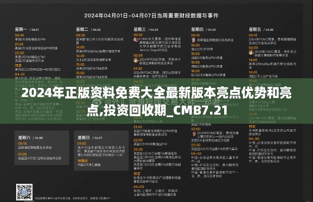 2024年正版资料免费大全最新版本亮点优势和亮点,投资回收期_CMB7.21