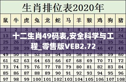 十二生肖49码表,安全科学与工程_零售版VEB2.72