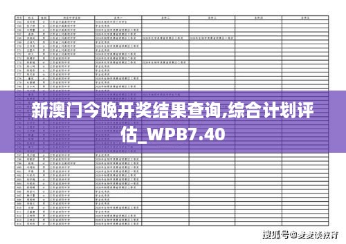 新澳门今晚开奖结果查询,综合计划评估_WPB7.40