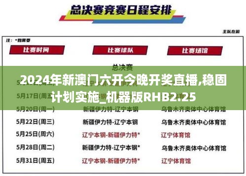 2024年新澳门六开今晚开奖直播,稳固计划实施_机器版RHB2.25