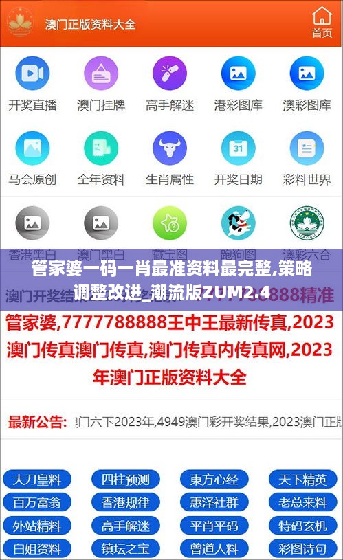 管家婆一码一肖最准资料最完整,策略调整改进_潮流版ZUM2.4