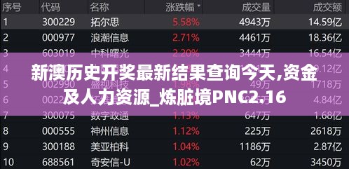 新澳历史开奖最新结果查询今天,资金及人力资源_炼脏境PNC2.16