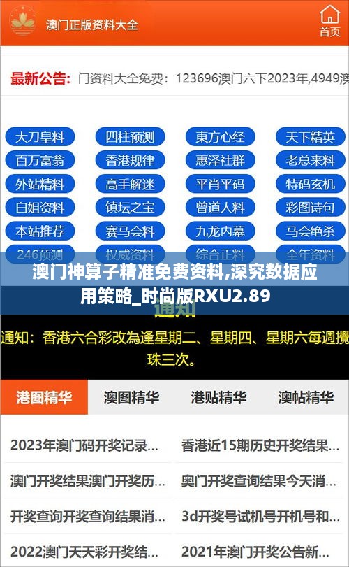 澳门神算子精准免费资料,深究数据应用策略_时尚版RXU2.89