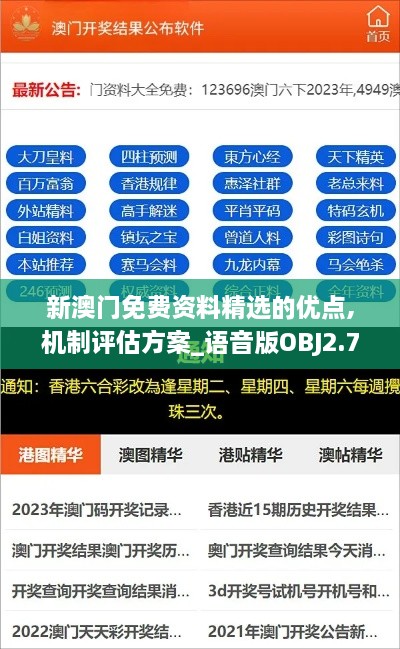 新澳门免费资料精选的优点,机制评估方案_语音版OBJ2.74