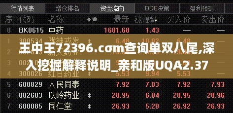 王中王72396.cσm查询单双八尾,深入挖掘解释说明_亲和版UQA2.37