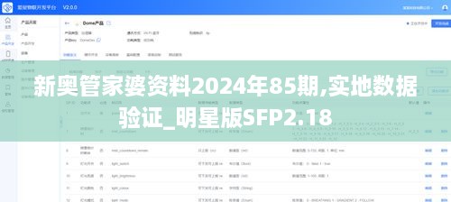 新奥管家婆资料2024年85期,实地数据验证_明星版SFP2.18