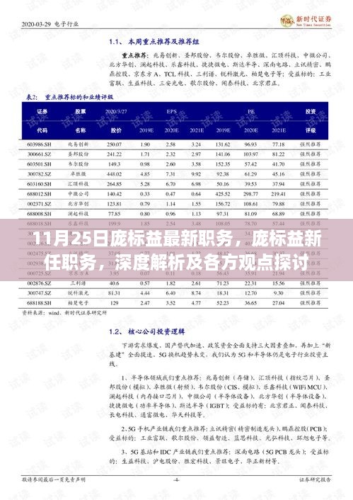 庞标益新任职务深度解析与多方观点探讨，最新职务一览表（11月25日更新）