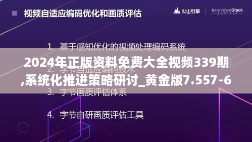 2024年正版资料免费大全视频339期,系统化推进策略研讨_黄金版7.557-6