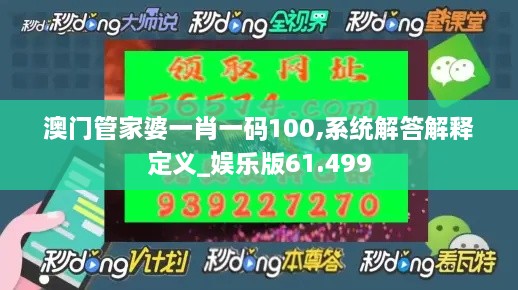 澳门管家婆一肖一码100,系统解答解释定义_娱乐版61.499