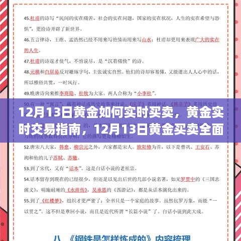 12月13日黄金实时交易指南，全面解析买卖策略