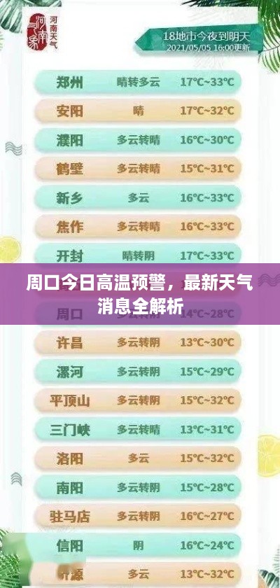 周口今日高温预警，最新天气消息全解析