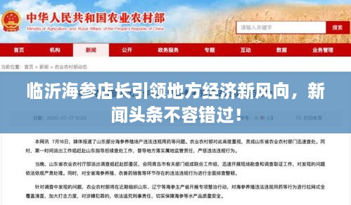 临沂海参店长引领地方经济新风向，新闻头条不容错过！