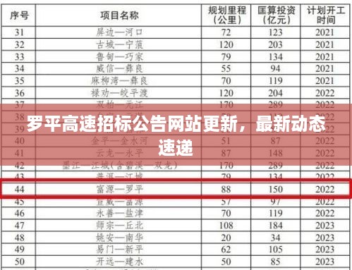 罗平高速招标公告网站更新，最新动态速递