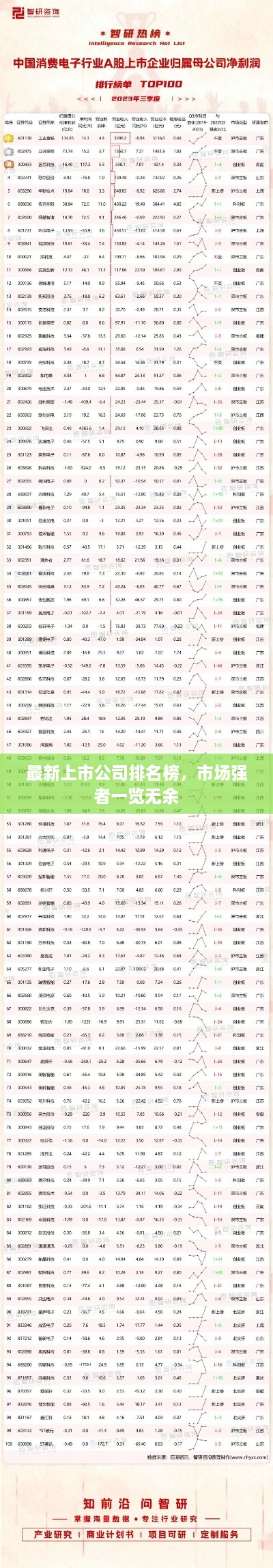 最新上市公司排名榜，市场强者一览无余