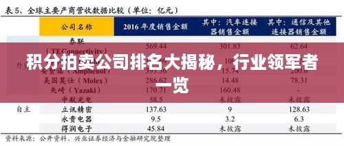 积分拍卖公司排名大揭秘，行业领军者一览