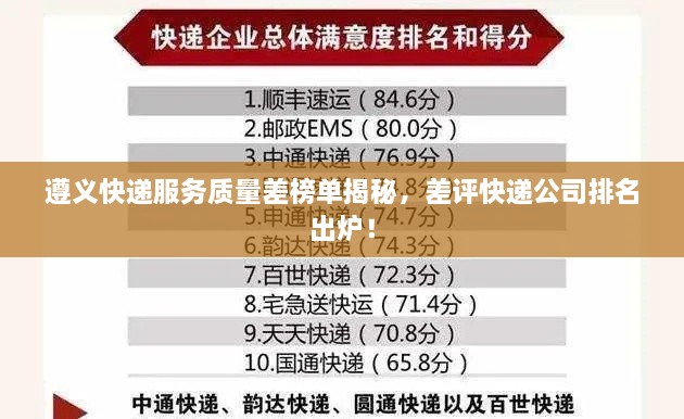 遵义快递服务质量差榜单揭秘，差评快递公司排名出炉！