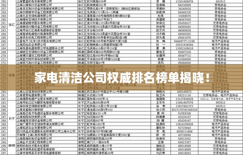 家电清洁公司权威排名榜单揭晓！