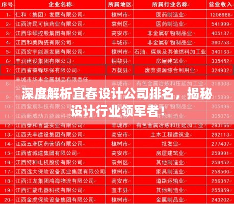 深度解析宜春设计公司排名，揭秘设计行业领军者！